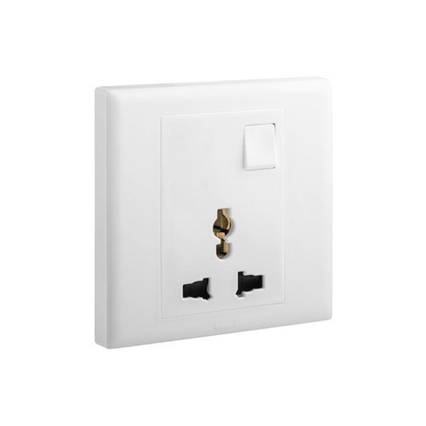 ليجراند - مقبس إلوي، متعدد المعايير، مفرد، أحادي القطب، Switched، 16A، 250V، أبيض