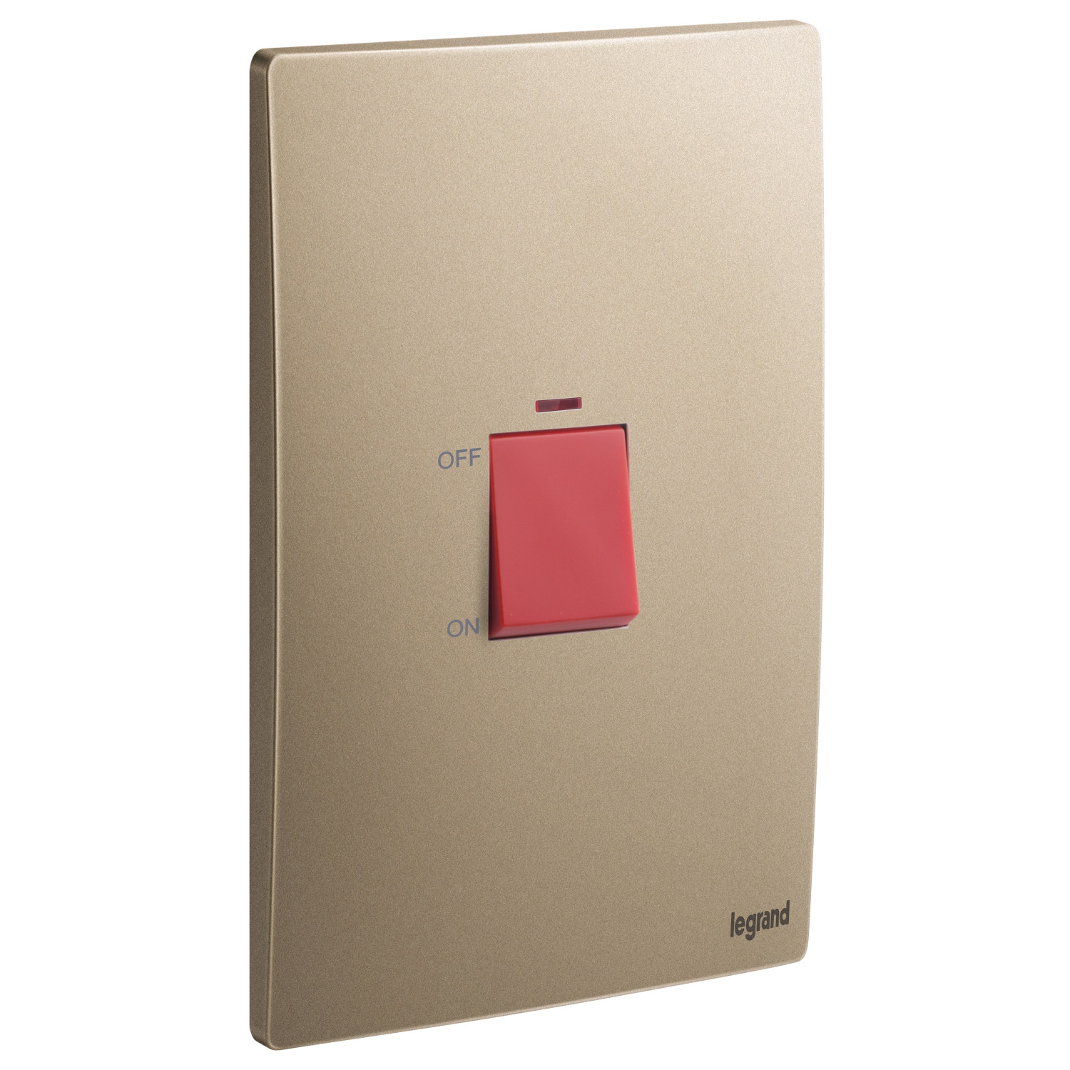 LEGRAND - Double Pole Vertical Switch Mallia , 2 Gang, 1 Way, Red Indicator, 45 A, 250 V~, Dark Bronze