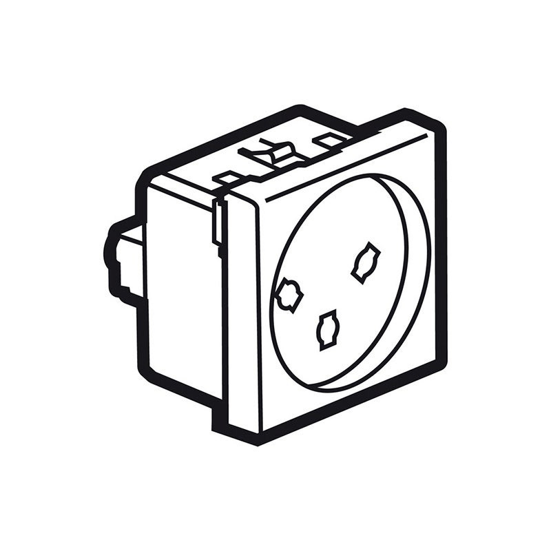 LEGRAND - Socket Outlet Arteor, Israeli, 16A 250V, 2P+E Switched, 2 Modules, Shuttered, Magnesium