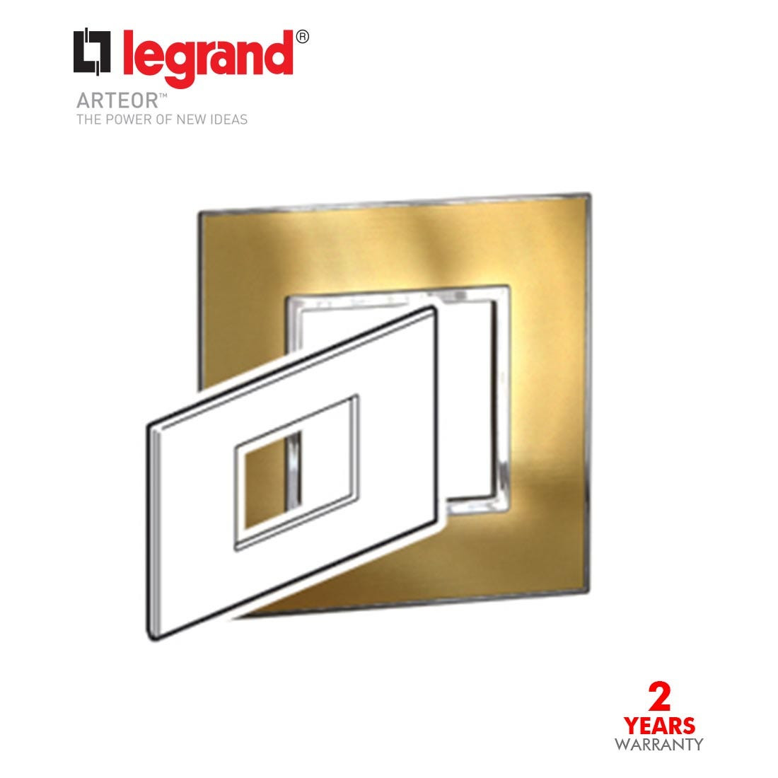 LEGRAND - Plate 3Mod Sqr BS, Gold Brass Arteor
