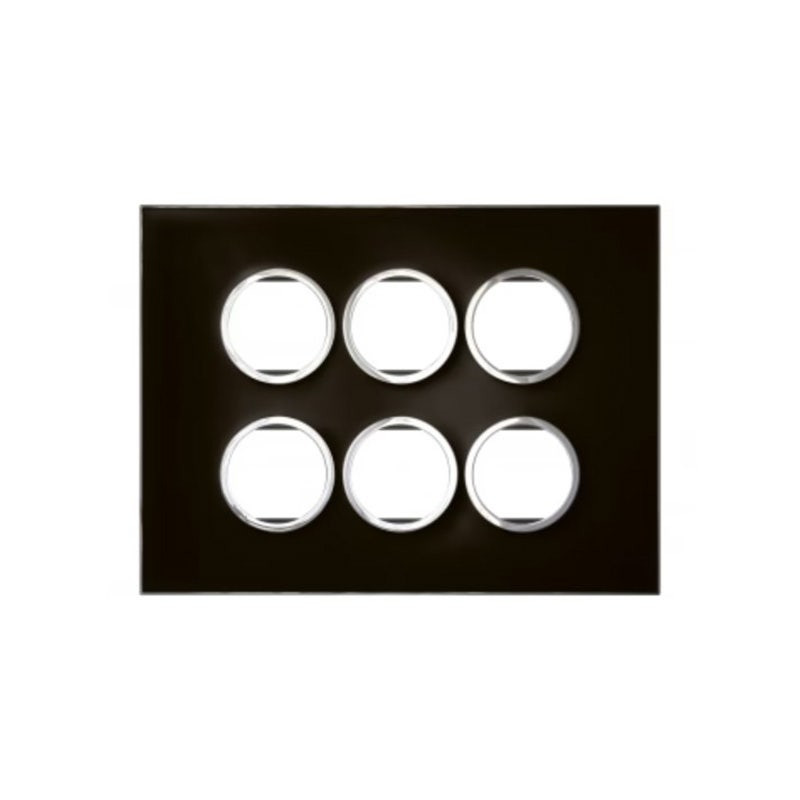 LEGRAND - Cover Plate with Frame Arteor, Indian , 2x6 Modules, Round, Mirror Black