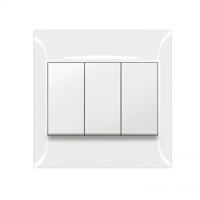 LEGRAND - Single pole switch Belanko S - 16A x 250V~ - 3 gang - 2-way switch - White