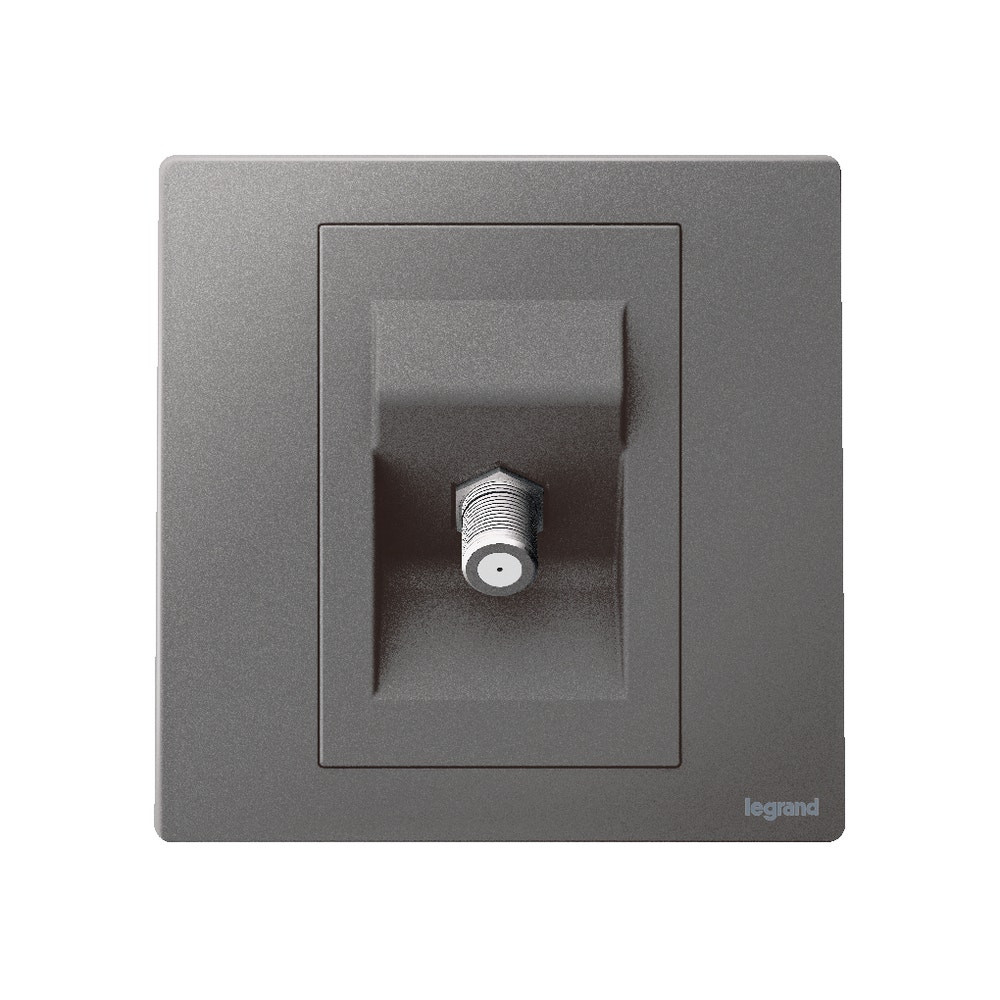 LEGRAND - TV Socket Mallia, Female 'F' Type Socket, Dark Silver