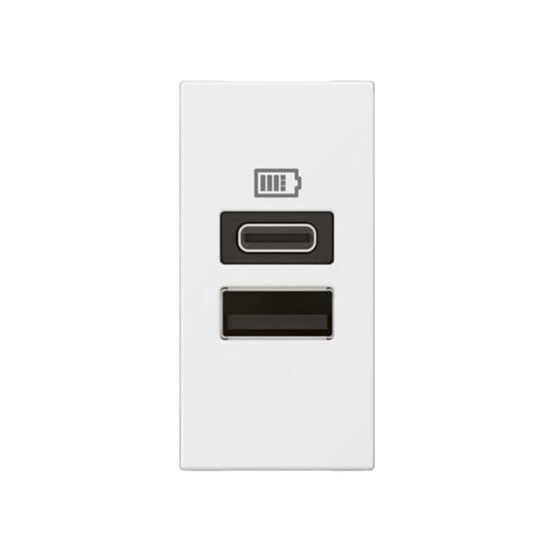 LEGRAND - USB Arteor, 1 Module, Two Ports A+C, 3A, 15W, 5V, 100/240V,White