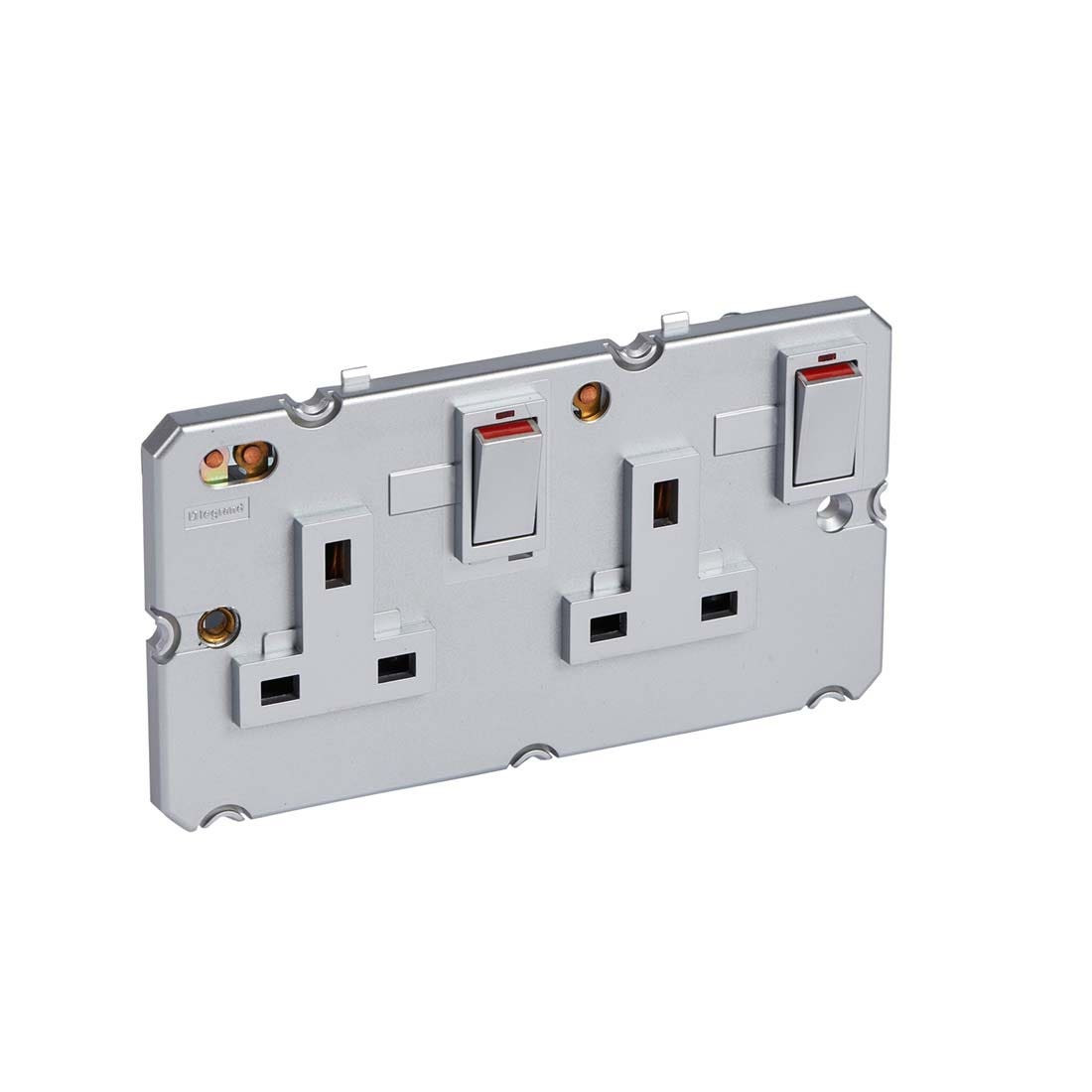 LEGRAND - Socket 13A DP 2G w/ Neon, Aluminum