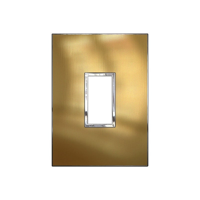 LEGRAND - Plate Arteor, Italian/US, 1 Module, Square, Vertical, 2"x4", Gold Brass