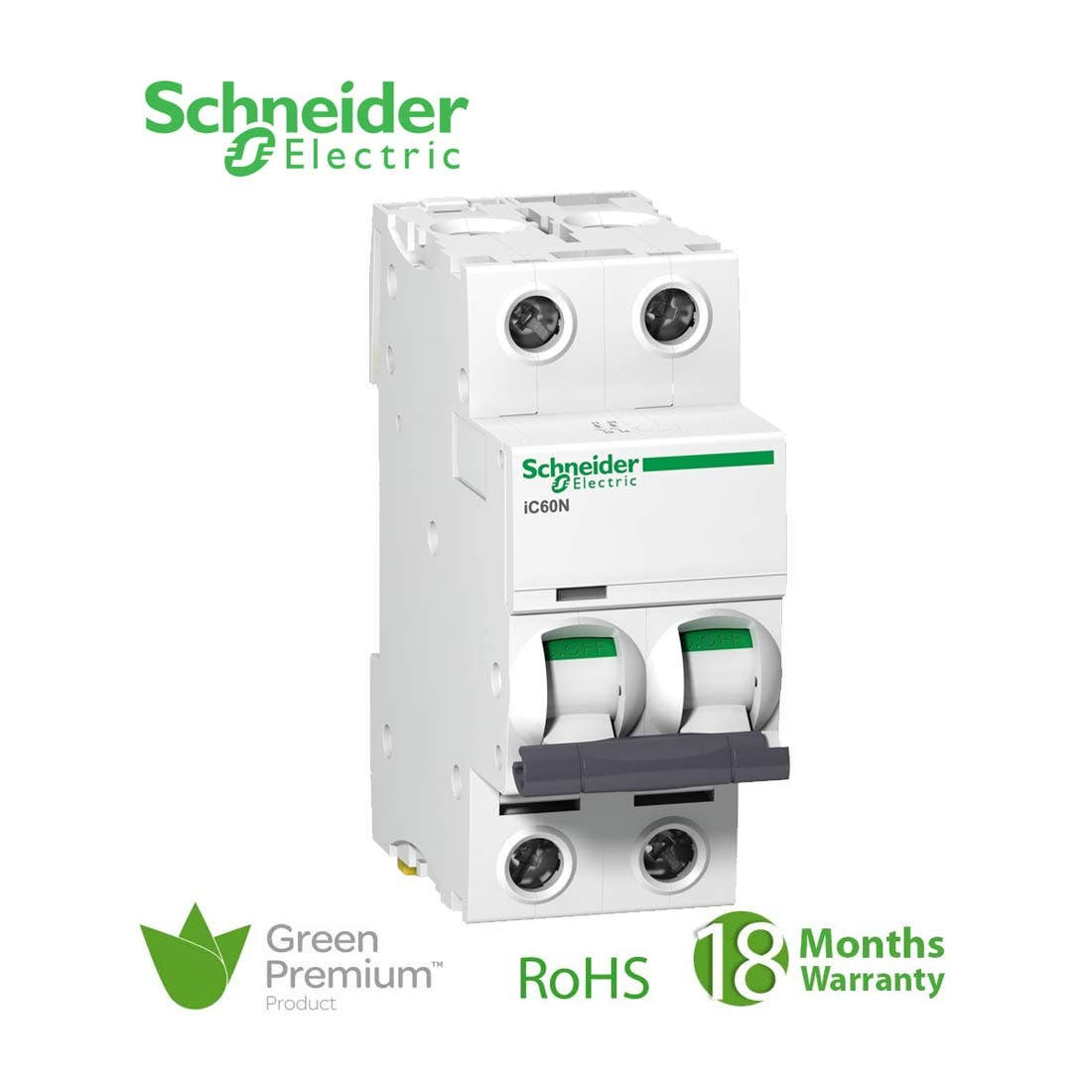 SCHNEIDER - MCB Breaker, Acti9 iC60N, 2P, 25A, D curve 