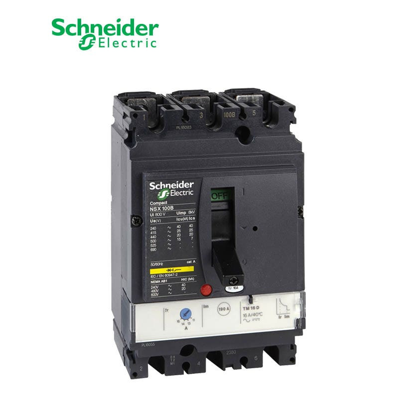 SCHNEIDER - MCCB Breaker, ComPact NSX100H, 3P 3d, 70kA at 415 VAC, TMD Trip Unit 100A