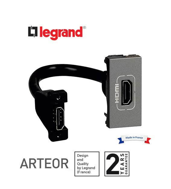 LEGRAND - HDMI Socket Arteor, Preconnected, 1 Module, Magnesium