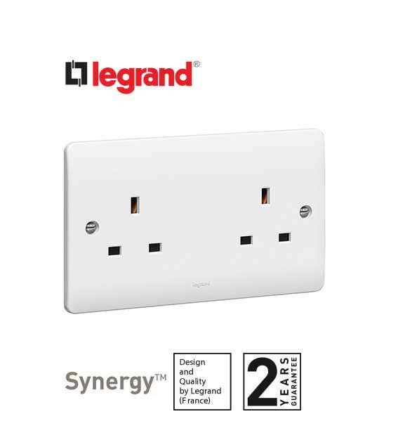 LEGRAND - Socket Outlet Synergy, 2 Gang Unswitched, 13 A, 250 V~, White