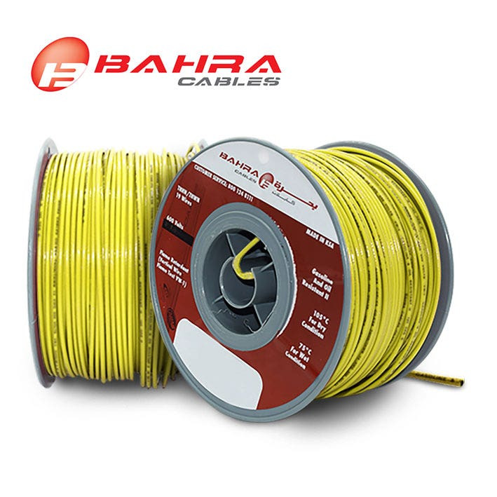 بحرة - سلك كهربائي نحاس - المواصفات الأمريكية - THHN - مقاس 14 AWG - أصفر - 600 فولت - 152.44 متر