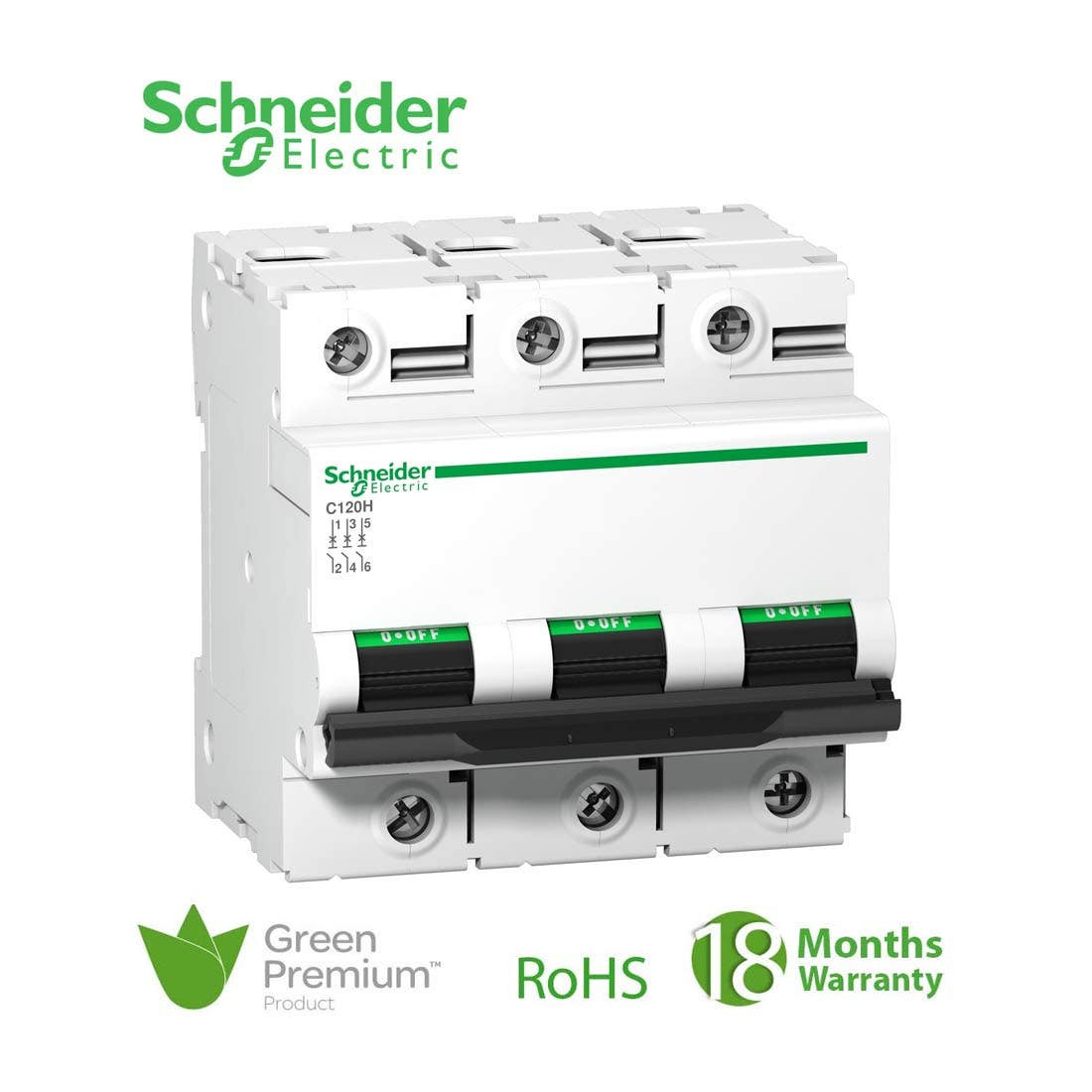 SCHNEIDER - MCB Breaker, Acti9 C120H, 3P, 125A, D curve