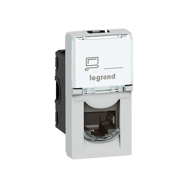 LEGRAND - Socket RJ45 Arteor, Cat. 6A STP, 1 Module, Square, Soft Aluminium
