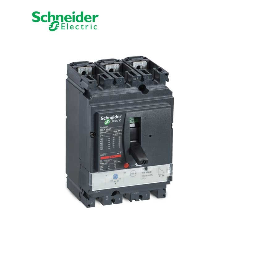 SCHNEIDER - MCCB Breaker, ComPact NSX160H, 3P 3d, 70kA at 415 VAC, TMD Trip Unit 100A