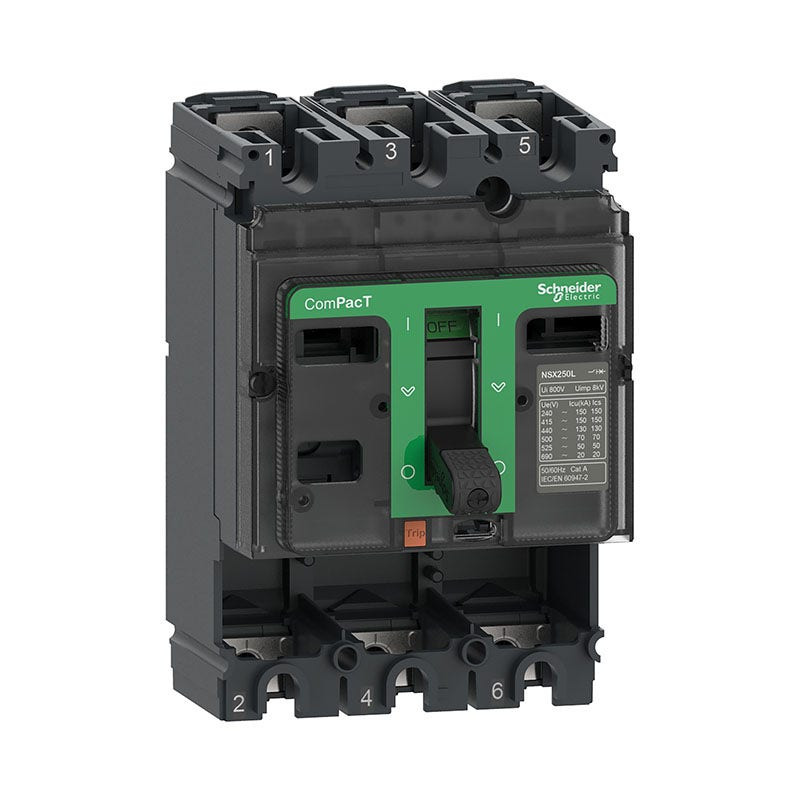 SCHNEIDER - MCCB Breaker Basic Frame, ComPacT NSX160H, 160A, 3P, 70kA at 415VAC 50/60 Hz, w/o Trip Unit