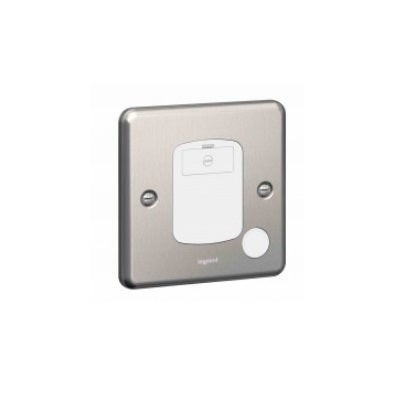 LEGRAND - Fused Connect, 13 A, 250 V, UnSwitch + Cord Outlet + Led, Brushed Stainless Steel, Authentic