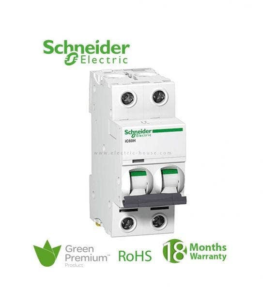 SCHNEIDER - MCB Breaker, Acti9 iC60N, 2P, 20A, C curve 