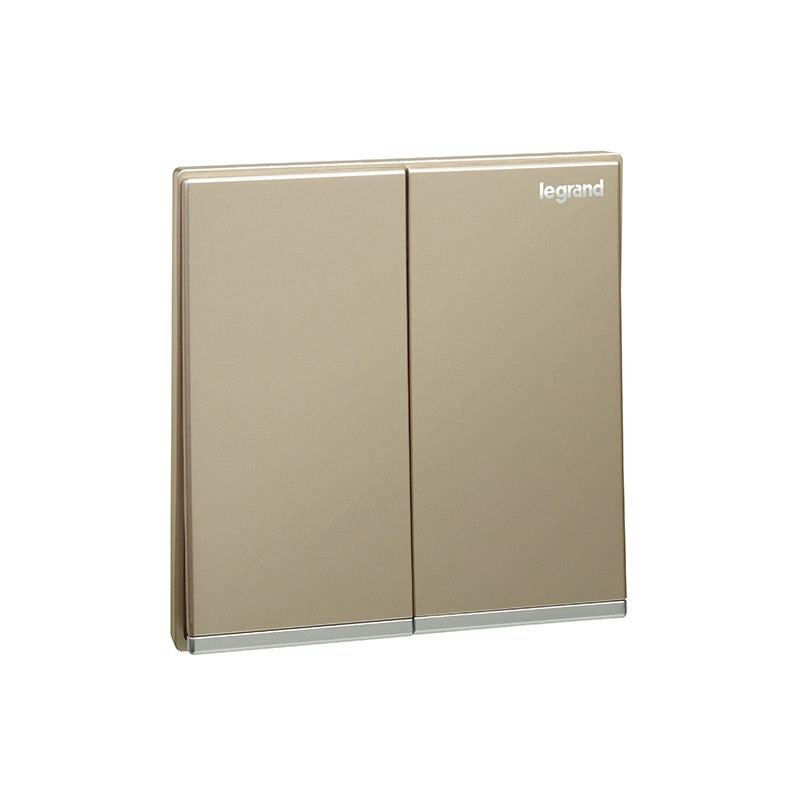 LEGRAND - Switch Galion, 2 Gang, 1 Way, 16AX, 250V, with Silver Barre, Champagne