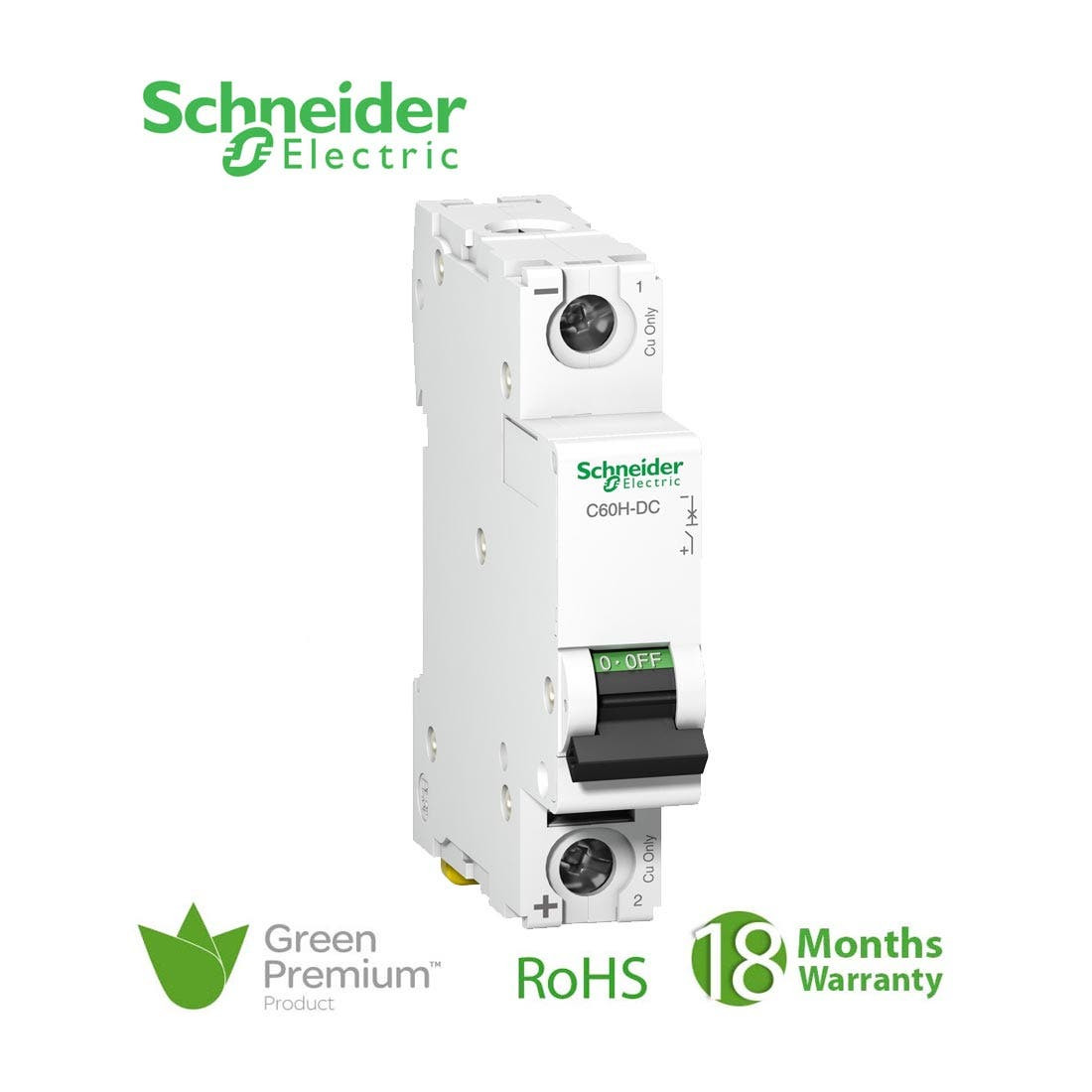 SCHNEIDER - MCB Breaker, Acti9 C60H, 1P, 16A, C curve