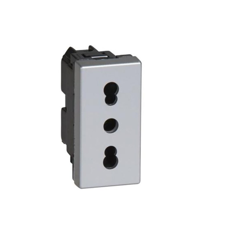 LEGRAND - Socket Outlet Arteor, Italian, 10A/16A 250V, 2P+E, 1 Module, Aluminium