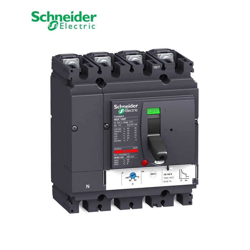 SCHNEIDER - MCCB Breaker, ComPact NSX100F, 36 kA at 415 VAC, TMD Trip Unit 63A, 4P 4d