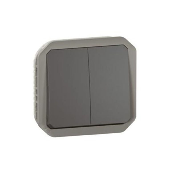 LEGRAND - Switch/Push-Button Plexo, IP55, 2 Gang, 2 Way, 10A, Mechanism, Anthracite