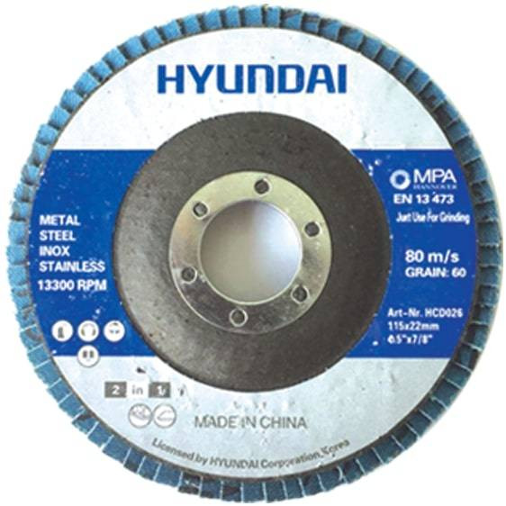 Stainless Steel Flap Disc | Hyundai - 80 Degree Flap Disc 115 x 22.2 mm HCD027 Hyundai