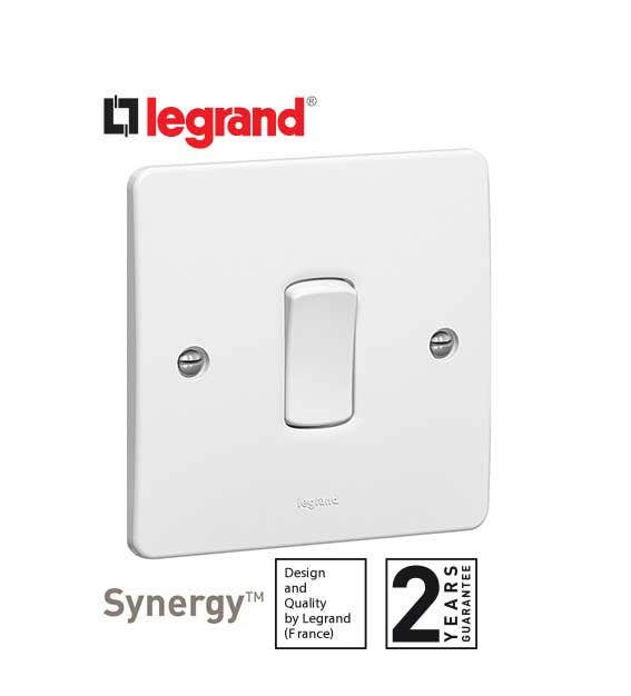 LEGRAND - Single Pole Switch Synergy, 1 Gang, 2 Way, 20 AX, 250 V~, White