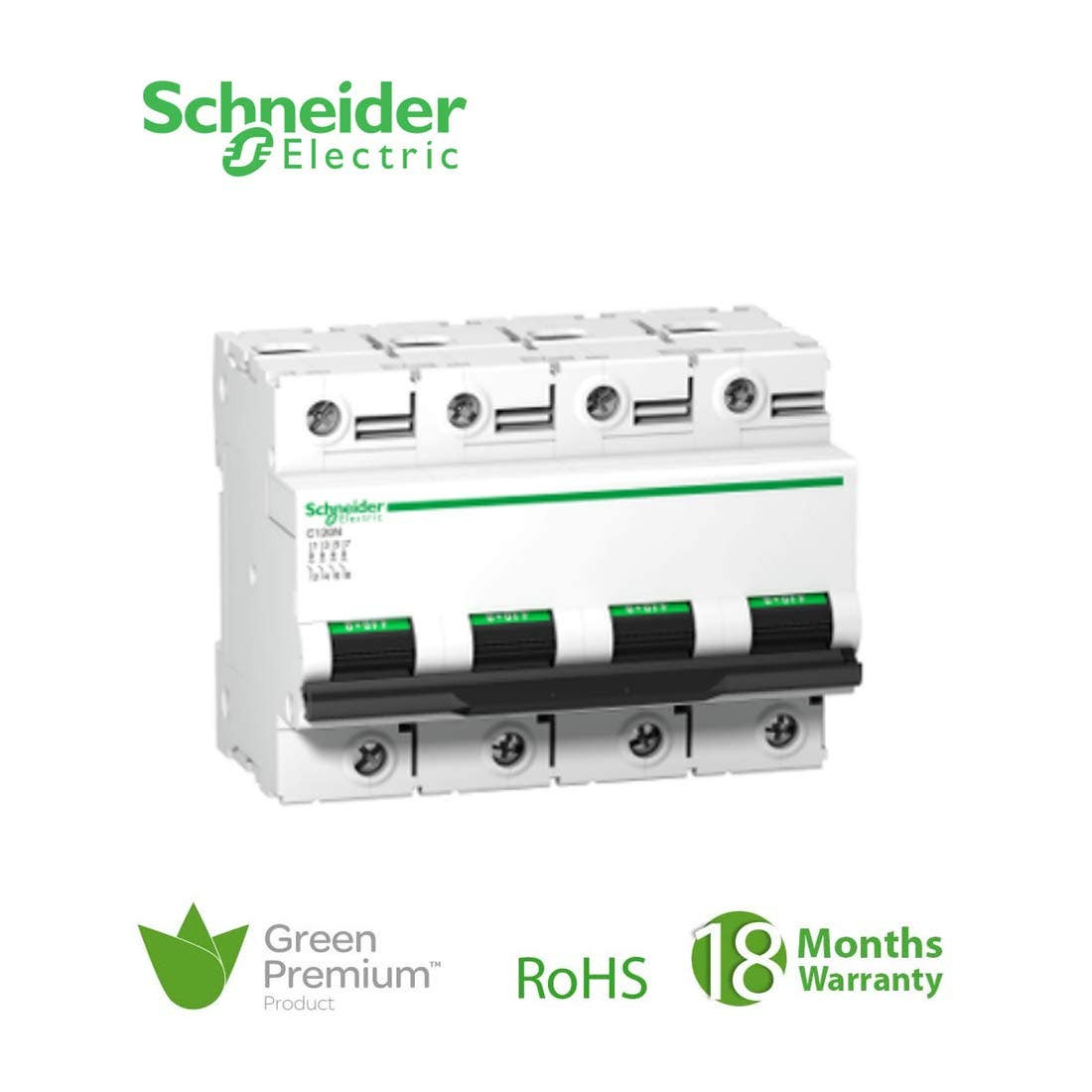 SCHNEIDER - MCB Breaker, Acti9 C120N, 4P, 80A, D curve