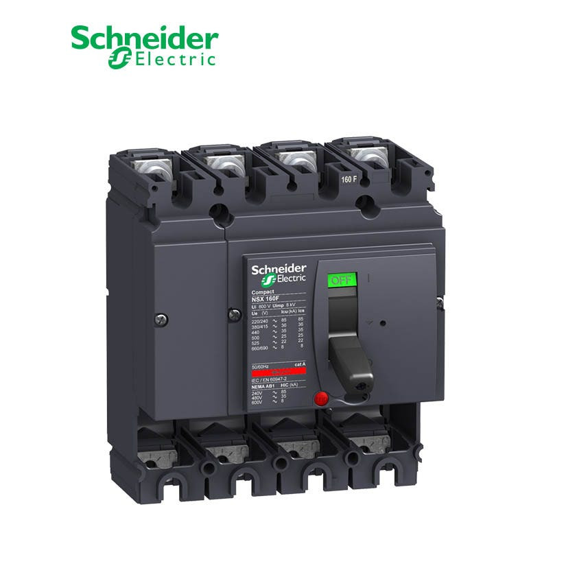SCHNEIDER - MCCB Breaker Basic Frame, ComPact NSX160N, 160A, 4P, 50kA at 415 VAC 50/60 Hz, w/o Trip Unit 