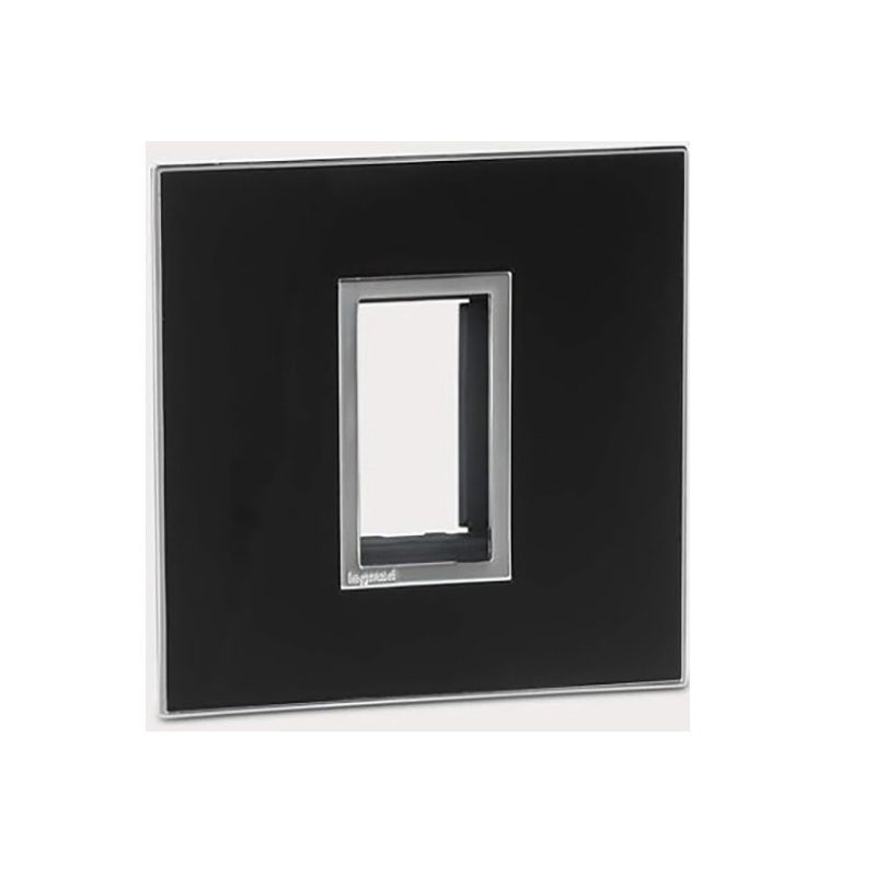 LEGRAND - Cover Plate with Frame Arteor, Indian , 1 Module, Square, Mirror Black