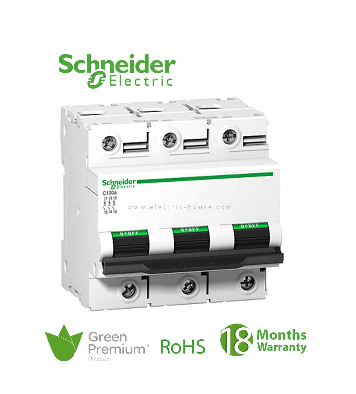 SCHNEIDER - MCB Breaker, Acti9 C120N, 3P, 80A, C curve