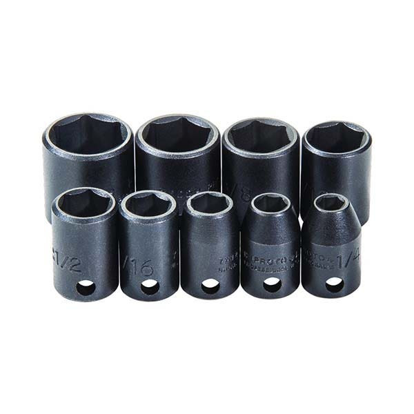 PROTO - 3/8" Drive Impact Socket Set, 9 Pieces, 6 Point