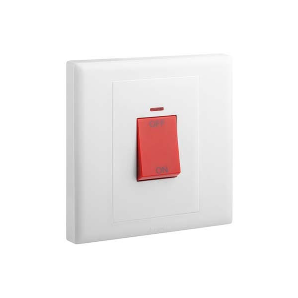 LEGRAND - Double Pole Switch Eloe, 1 Gang, 1 Way +  Neon, 45A, 250V, White