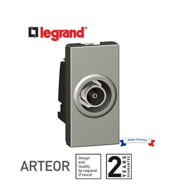 LEGRAND - TV Socket Arteor, TV Single Shielded 'F' Type, 0-2400 Hz, 1 Module -Magnesium
