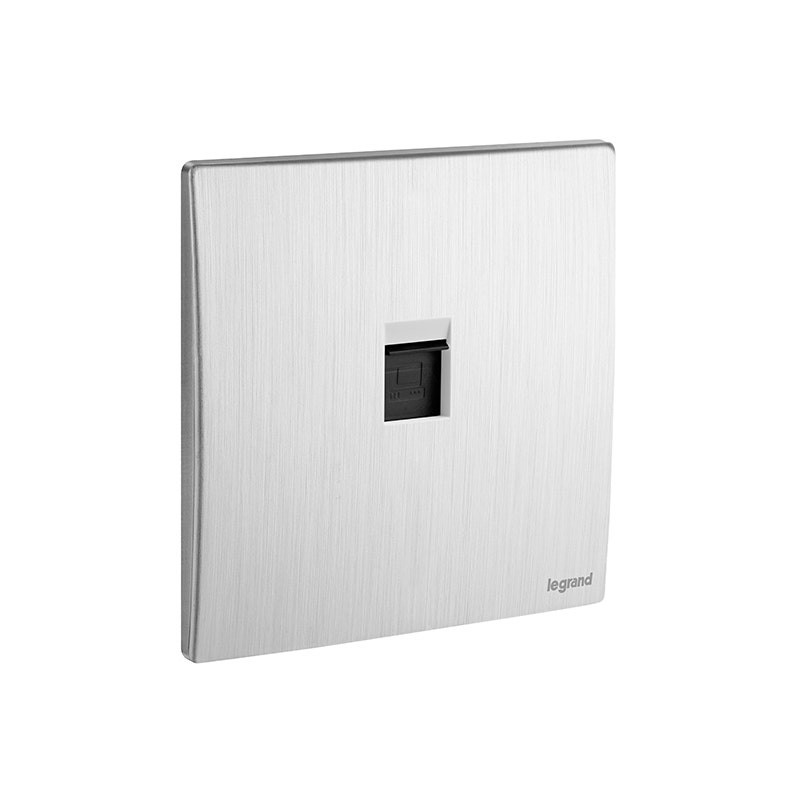 LEGRAND - Single RJ45 Socket Outlet Mallia Senses, Cat. 6 STP, Brushed Aluminium