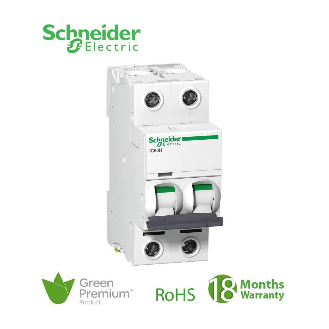 SCHNEIDER - MCB Breaker, Acti9 iC60H, 2P, 20A, D curve 