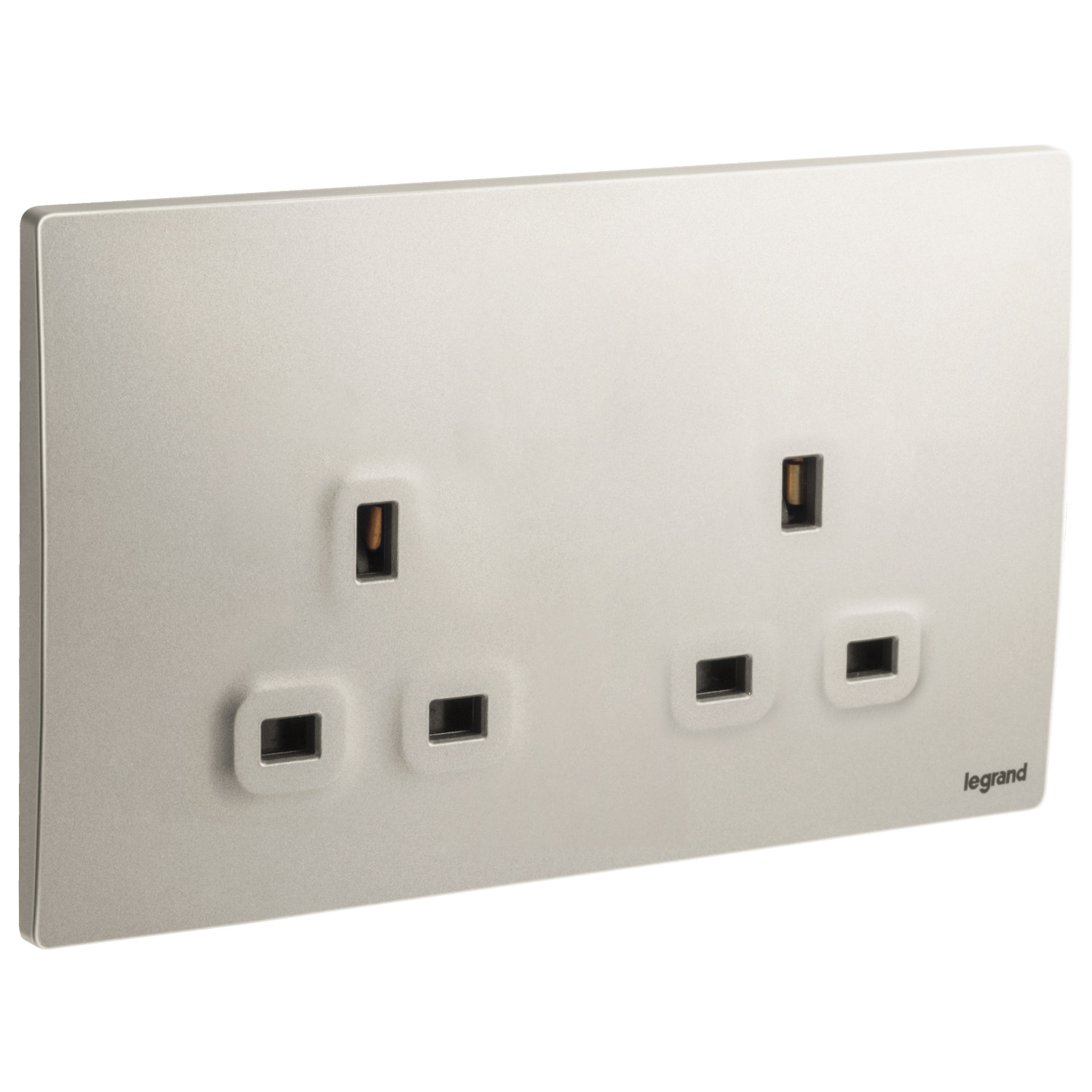 LEGRAND - British Standard Single Pole Socket Outlet Mallia, 2 Gang, Unswitched, 13 A, 250 V~, Champagne