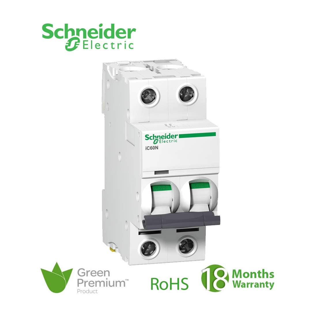 SCHNEIDER - MCB Breaker, Acti9 iC60N, 2P, 63A, D curve 