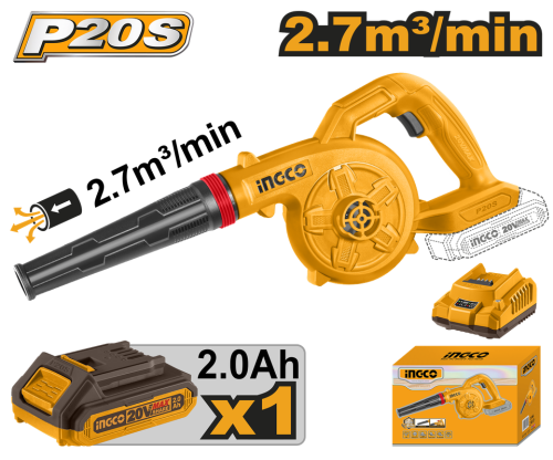 Cordless blower 20V 2.7m³/min with battery 2Ah & charger منفاخ هواء بلاور ليثيوم 20 فولت مع بطارية و شاحن