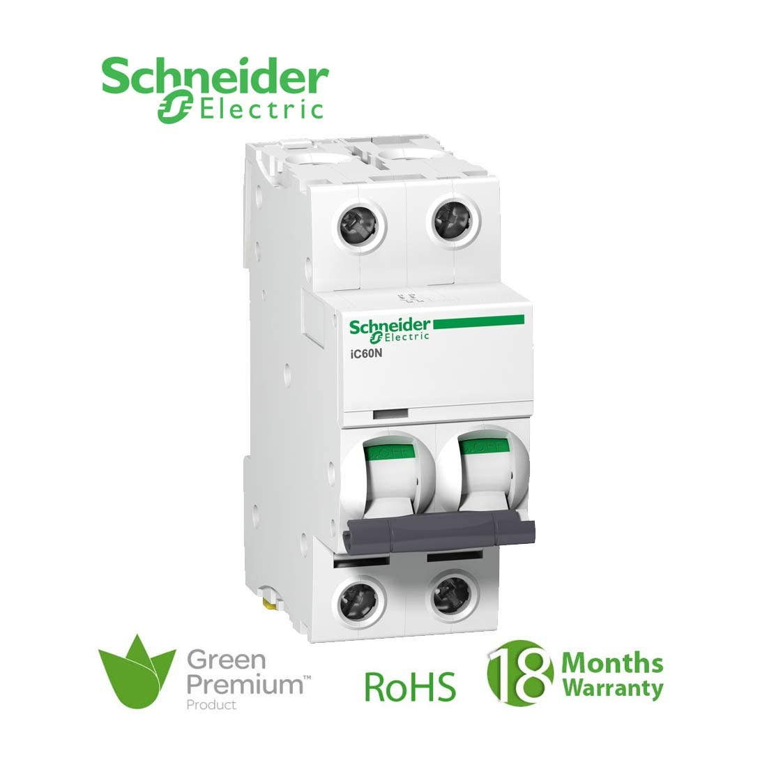 SCHNEIDER - MCB Breaker, Acti9 iC60N, 2P, 32A, D curve 