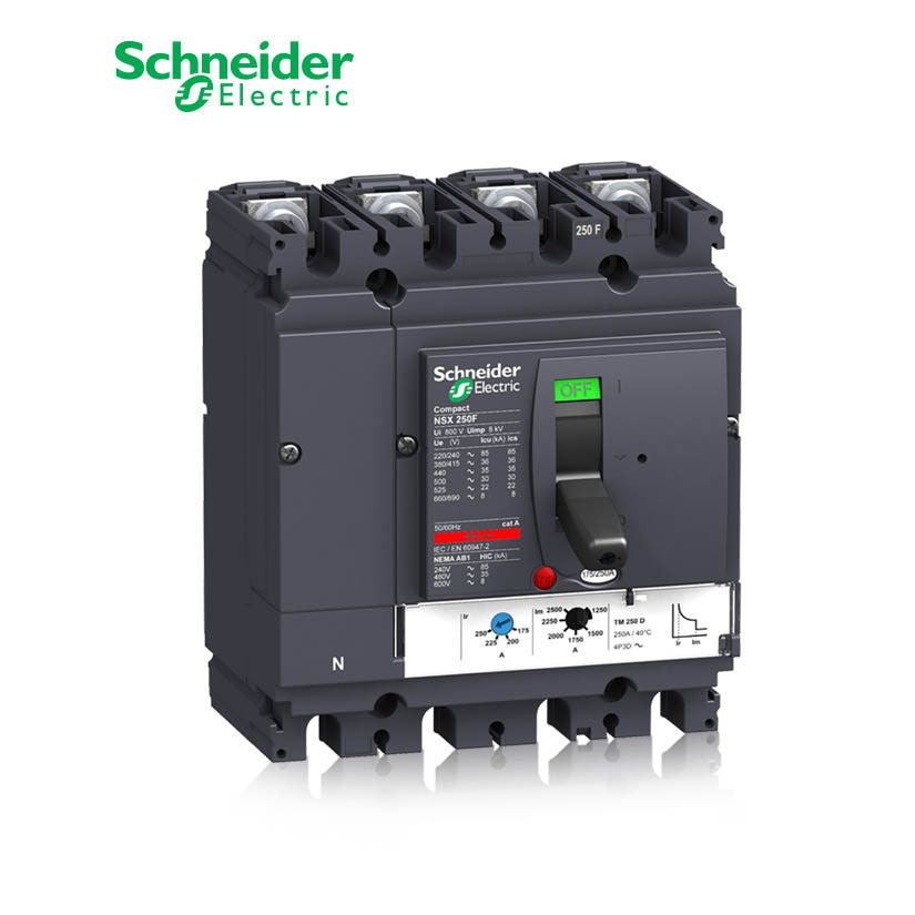 SCHNEIDER - MCCB Breaker, ComPact NSX250F, 4P 4d, 36kA at 415 VAC, TMD Trip Unit 200A