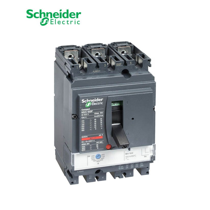 SCHNEIDER - MCCB Breaker, ComPact NSX100N, 3P 3d, 50kA at 415 VAC, MA Trip Unit 100A