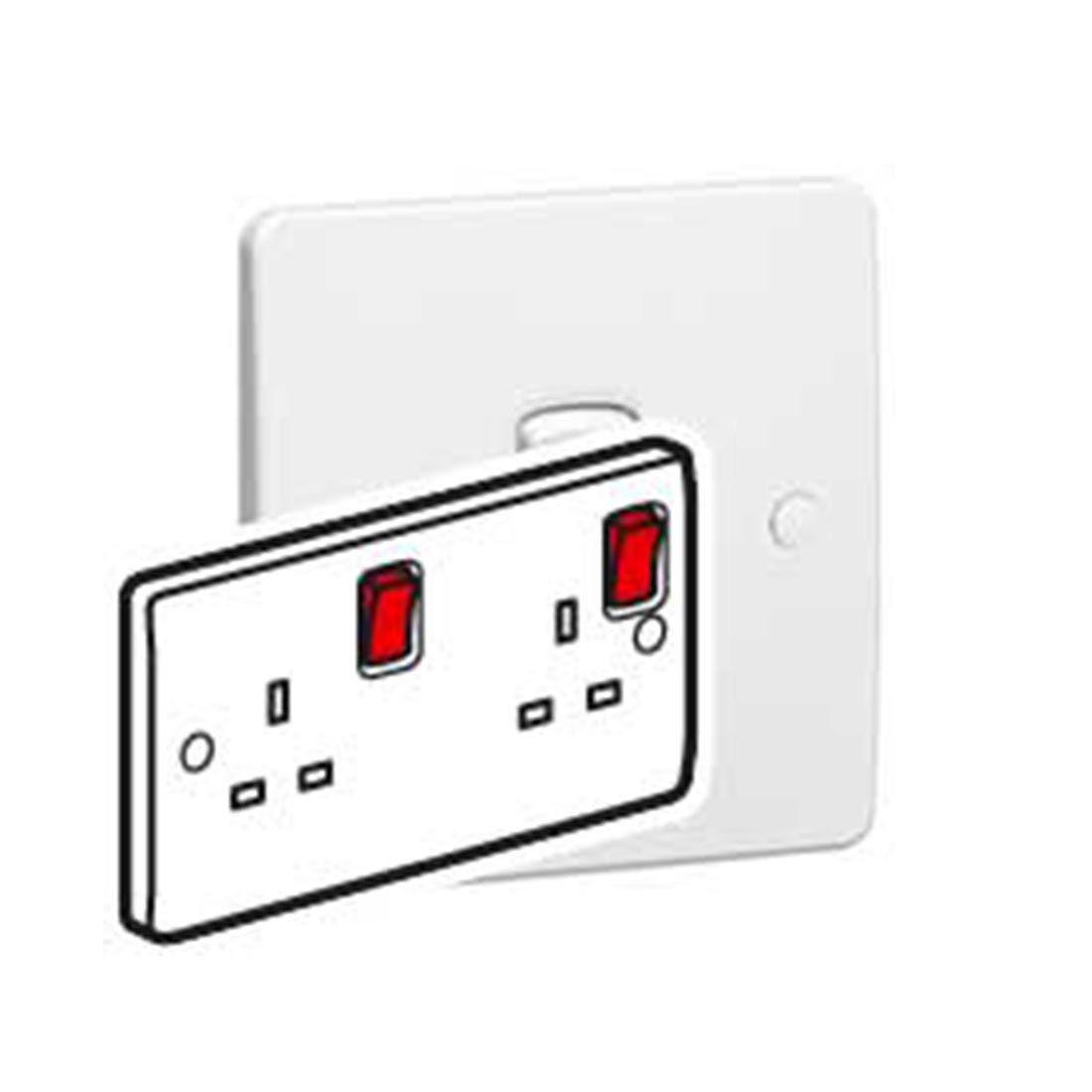 LEGRAND - Socket 13A 250V DP 2G SW+ Red Rocker, White 
