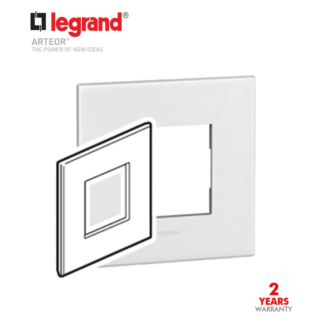 LEGRAND - Plate 1G 2Mod Sqr Fr/Ger Std, White Arteor