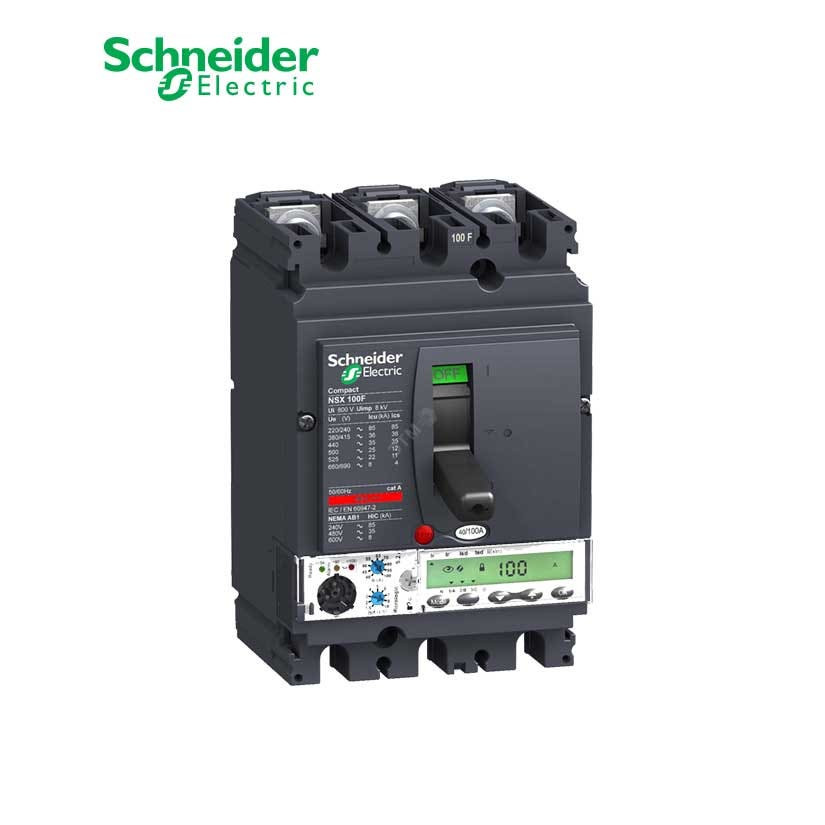 SCHNEIDER - MCCB Breaker, ComPact NSX100H, 3P 3d, 70kA at 415 VAC, MicroLogic 5.2A Trip Unit 100A