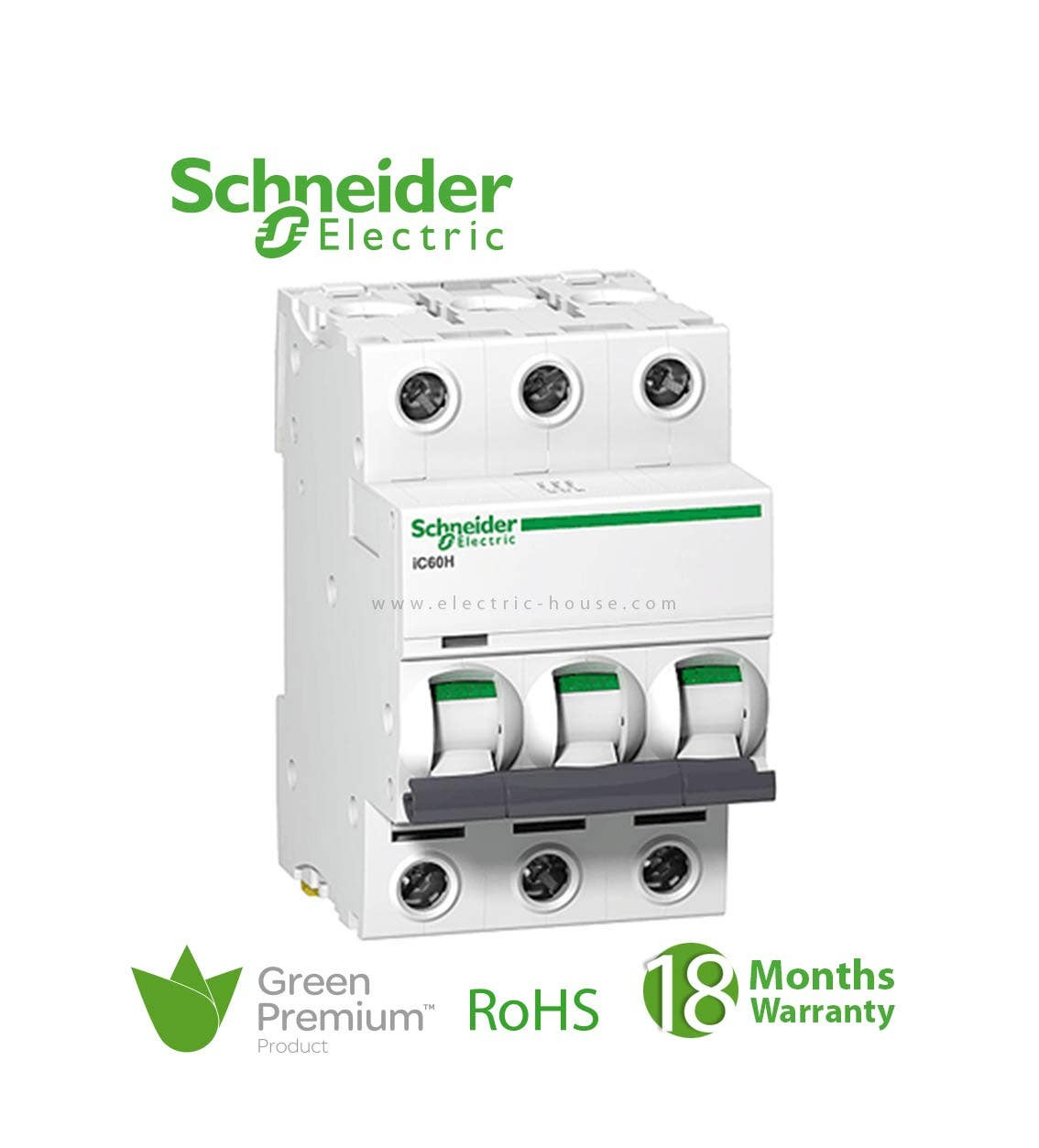 SCHNEIDER - MCB Breaker, Acti9 iC60N, 3P, 25A, C curve 