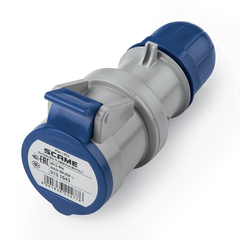 SCAME - Connector, 16A, 2P+E, IP44/IP54, 6H, 200-250V, 50Hz 60Hz, Screw Terminals
