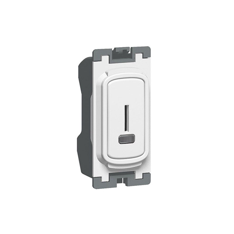 LEGRAND - Double Pole Key Switch Synergy, Grid Module, with Neon, 20AX, 250V~, White
