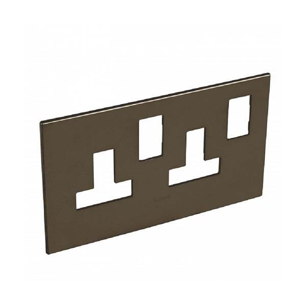 LEGRAND - Plate Arteor, for 13A Twin Switched Sockets 2 Gang, Square, BS, Dark Bronze